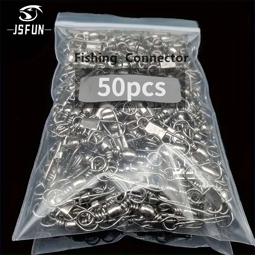 Fishing Lure Accessories - JSFUN 50 個釣りコネクタスイベルインターロックピンベアリングローリングスイベルスナップスイベル釣り針鯉釣りルアーアクセサリー