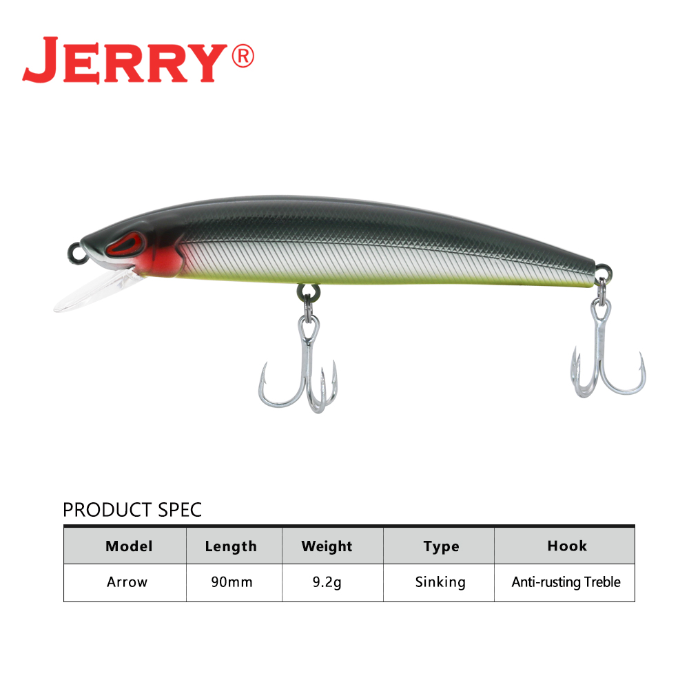 Jerry 矢印シンク鋳造ロットトローリングミノー餌90ミリ - Fishing Lure Jerkbait のレビューと価格